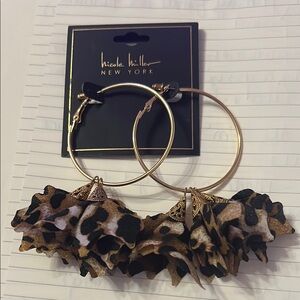 Nicole Miller Gold and Black Hoop Earrings